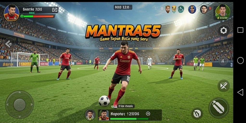 Screenshot menunjukkan aksi seru di lapangan dalam MANTRA55.