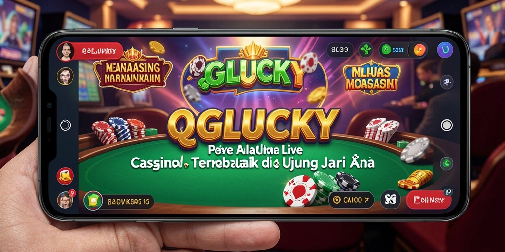 Tangkapan layar gameplay QGLUCKY menunjukkan dealer langsung dalam aksi.