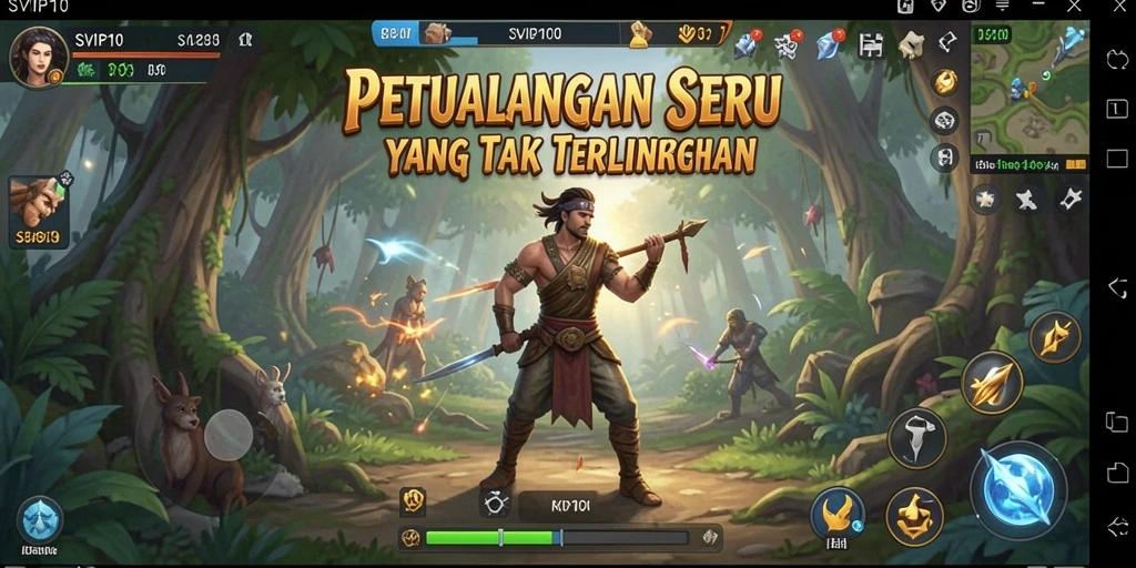 Tangkapan layar menunjukkan karakter utama menjelajahi dunia petualangan yang menarik.